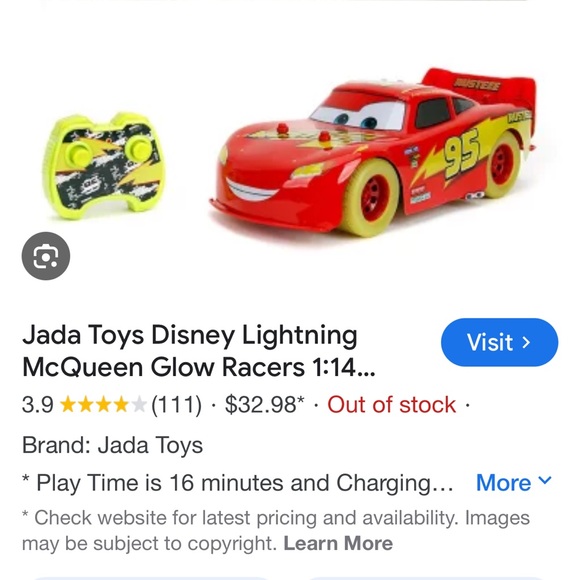 Disney Pixar Lightning McQueen Glow Racer RC Car - Picture 2 of 3